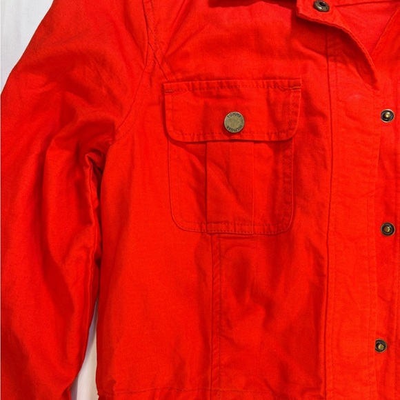 Tommy Hilfiger Bright Red Utility Jacket. Drawstring snap buttons. 4 pockets - Picture 7 of 11
